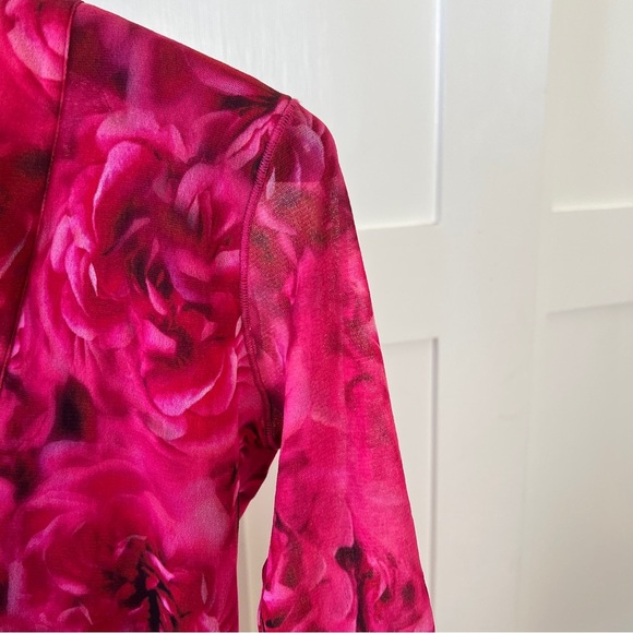 FUZZI Jean Paul Gaultier Red and Pink Floral V Neck Top - Picture 7 of 9